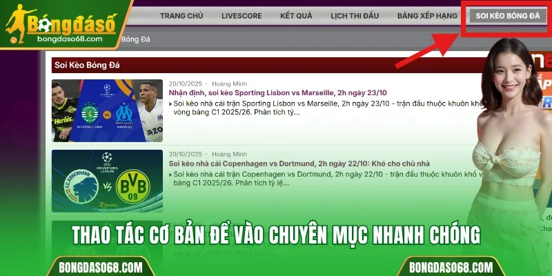 Thao tác cơ bản để vào chuyên mục nhanh chóng